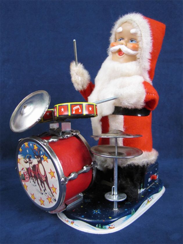 Vintage ALPS Drumming Happy Santa Tin Battery Japan  