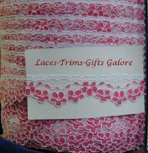 12 Yards Red White 1 Fancy Flower Lace Trim Style J40V  
