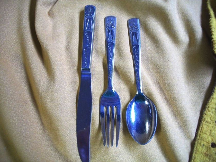 VINTAGE HOPALONG CASSIDY FORK KNIFE SPOON UTENSIL SET  