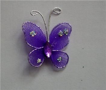 50pc purple Stocking Butterfly Wedding Decoration 2.5cm  