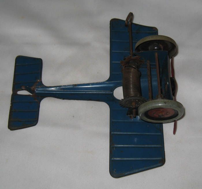 1920s J CHEIN TIN LITHO WIND UP PLANE 6.75 WING SPAN VERY UNUSUAL 