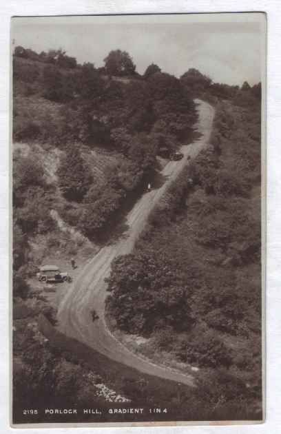 UK PORLOCK HILL GRADIENT 1 IN 4 OLD CAR REAL PHOTO PC  