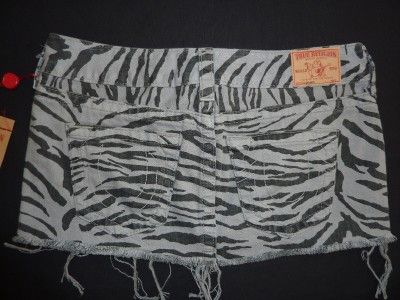 NWT True Religion Mandy Zebra Skirt Denim Seal 29 $158  