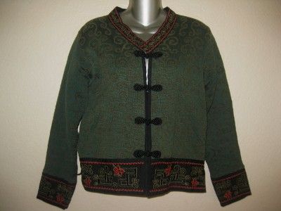 Stunning ICELANDIC DESIGN Green Cotton Sweater Jacket S  