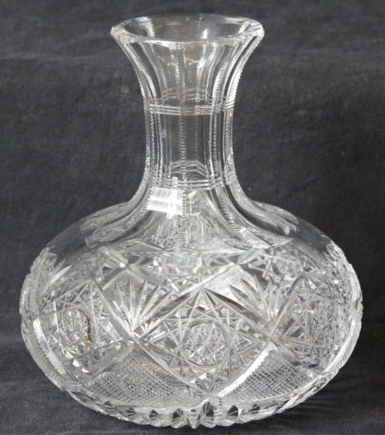 L128 HAWKES GLENCOE ABP CARAFE EXPANDING HOBSTAR CANE DIAMOND BEADED C 