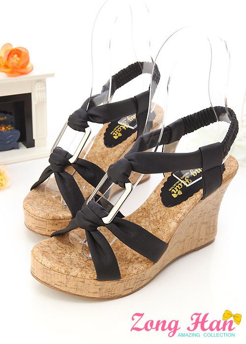 Strappy Platform Wedges Elastic Sandals Shoes 3 Color  