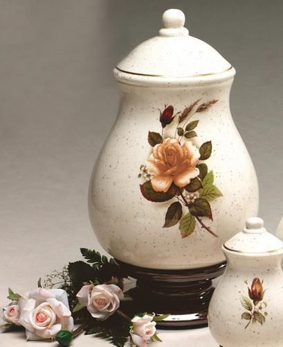 Ceramic Rose Cremation Urn   Individual  