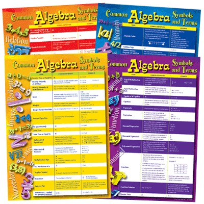 ALGEBRA SYMBOLS & TERMS Math Bulletin Board Set NEW  