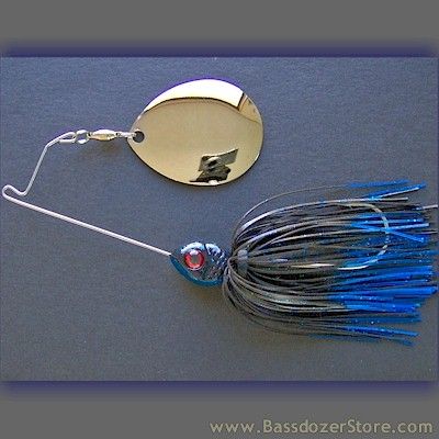 oz Spinnerbait ~ Style F ~ Black Blue #2. Nickel plated blade.