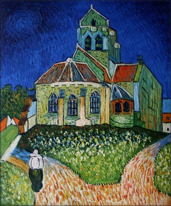   Hand Painted Oil Painting Repro Van Gogh Church at Auvers  