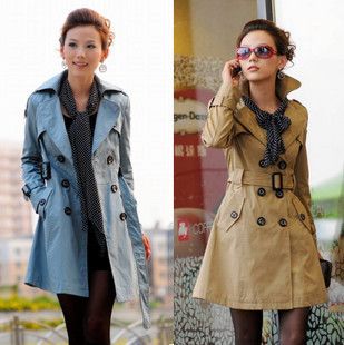 2012 NEW Womens Double breasted Trench Jacket/Coat+(scarf)  