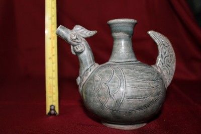 ANTIQUE THAILAND SUKHOTHAI SIAM STONEWARE PERFUME BOTTLE CERAMIC 