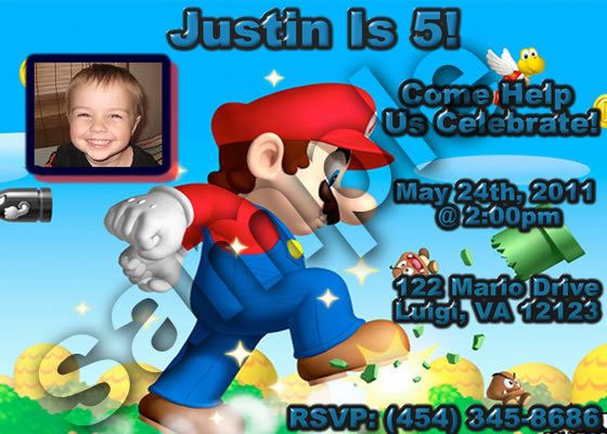 Mario Kart Wii Personalized Photo Birthday Invitation  