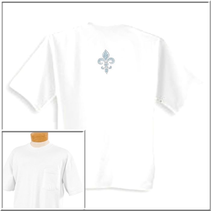 Rhinestones Teal Fleur De Lis French Provencial T Shirt S,M,L,XL,2X,3X 