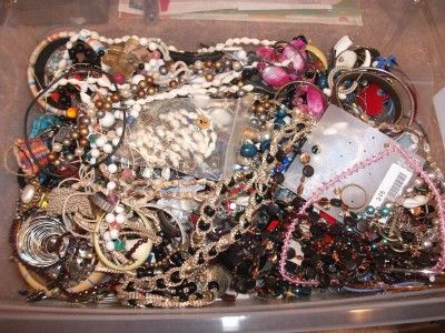 52+ LBS VTG MOD JEWELRY LOT WEAR REPAIR RESELL $$$ RHINESTONES BEADS 