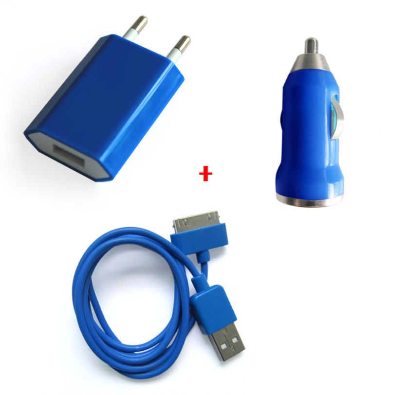   Wall Charger Adapter Car Charger USB Data Cable for iphone 4G 3G ipod