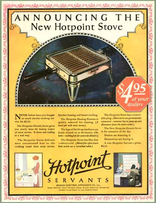 EXCELLENT FULL COLOR 1924 HOTPOINT ELECTRIC STOVE AD  