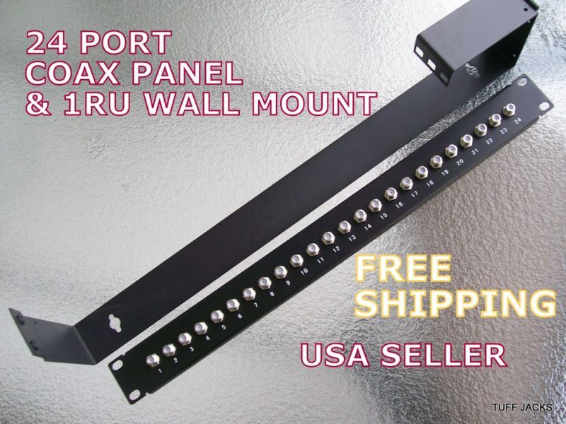 24 PORT COAX PATCH PANEL W/ 1RU HINGED WALL BRACKET  