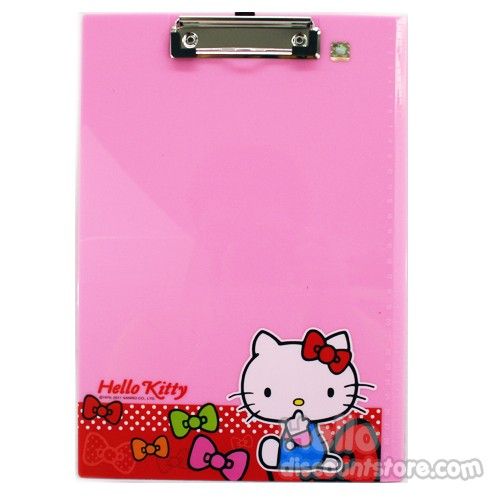 Hello Kitty Pink Clip Board with Ruler  Ribbon  