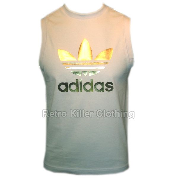 Adidas Originals TEAM Trefoil Vest White S M L XL XXL  