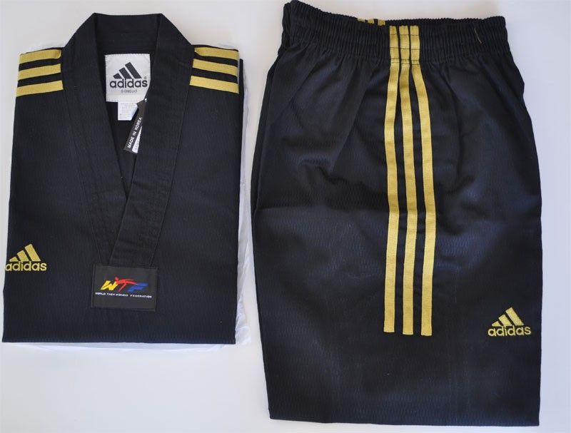   EDITION WTF APPROED ADIDAS TAEKWONDO CHAMPION UNIFORM W/ GOLD STRIPES