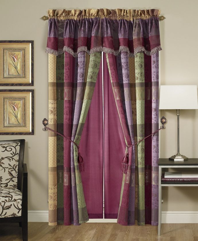   Color Gitano Jacquard Patchwork Window Curtain/Drape Set NEW  