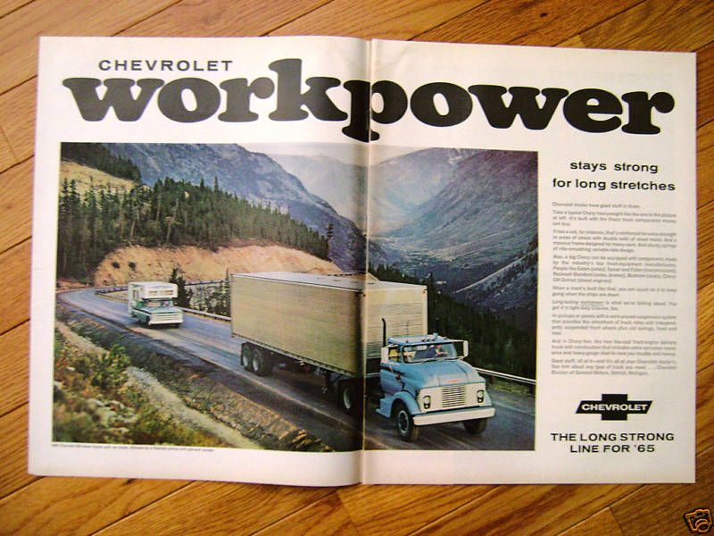 1965 Chevrolet E80 Diesel & Pickup Camper Truck Ad  