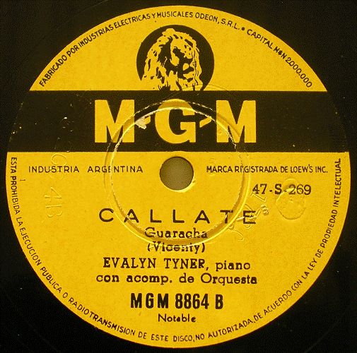 EVALYN TYNER 78 rpm TABU / CALLATE   MGM 8864  