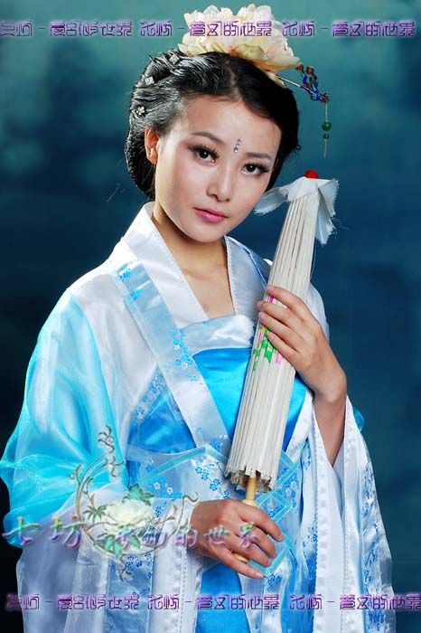 Custom made Chinese chiffon with brocade Hanfu Dress  