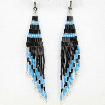 BLACK BUGLE SEED BEADS WHOLESALE BEADED EARRINGS  