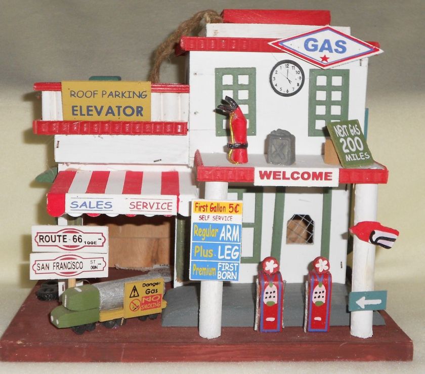 GAS STATION BIRDHOUSE A PERFECT GARDEN DECOR OR GIFT FOR A GARDEN 