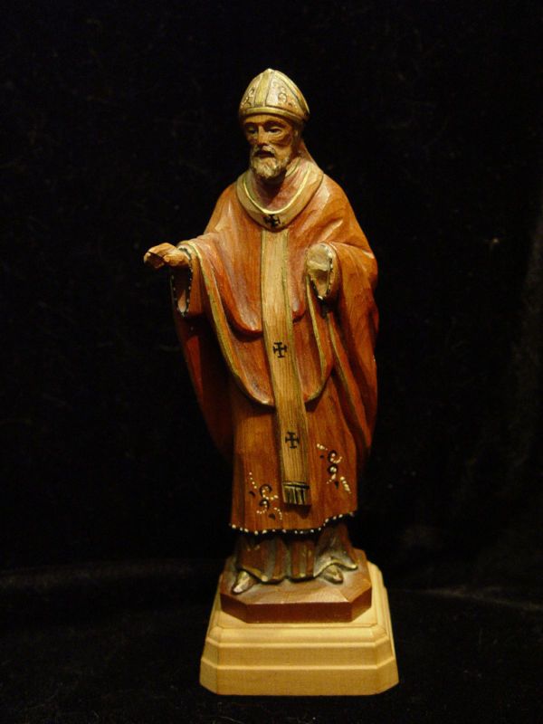 ANRI CATHOLIC WOODCARVED STATUE SAINT & BISHOP  