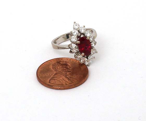 14K GOLD 1.55 CTS. DIAMONDS & PIGEONS BLOOD RUBY RING  