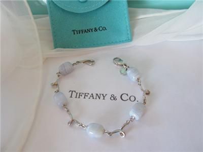 Vintage Tiffany & Co. Blue Lace Chalcedony Sterling Silver Bracelet 