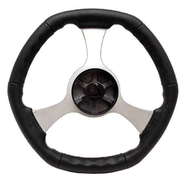 CUSTOM BASS CAT 14IN BLACK/SILVER BOAT STEERING WHEEL  