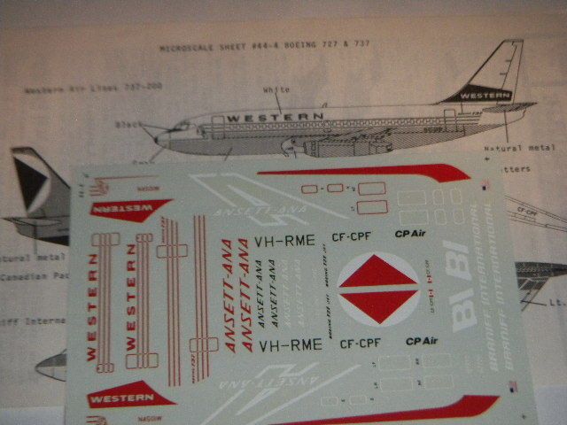 WESTERN AIR LINES BOEING 727 737 MODEL AIRPLANE DECAL  