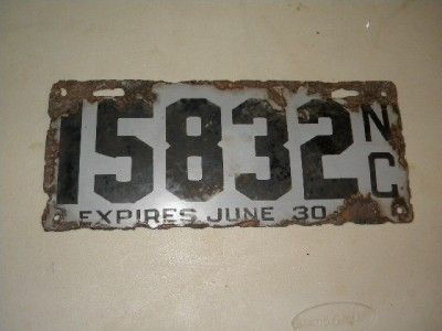 NC North Carolina Porcelain License Plate TAG SIGN 1916  