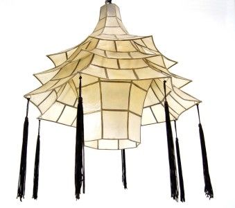 Oriental Light Fixture Chandelier Leaded Shell Shade  