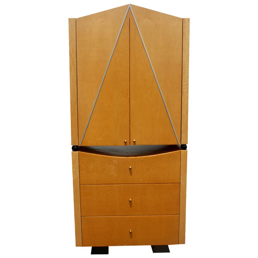 Memphis Style Two Piece Wood Entertainment Armoire  