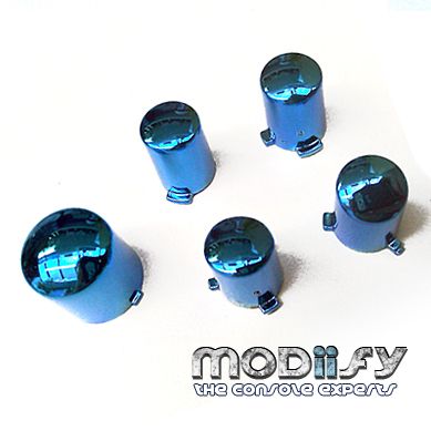 Custom Xbox 360 Controller Buttons ABXY Guide Mod Kit (Blue Chrome 