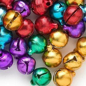 BULK LOT 500 CHRISTMAS JINGLE BELLS Bright COLORS 10mm (approx 3/8 