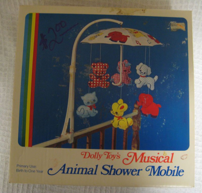 VTG 1971 Musical Animal Shower Mobile Crib Dolly Toy Co  