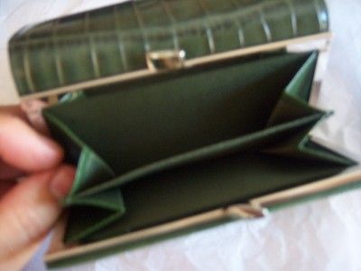 Mundi Green Croco Credit Card attache Wallet,  