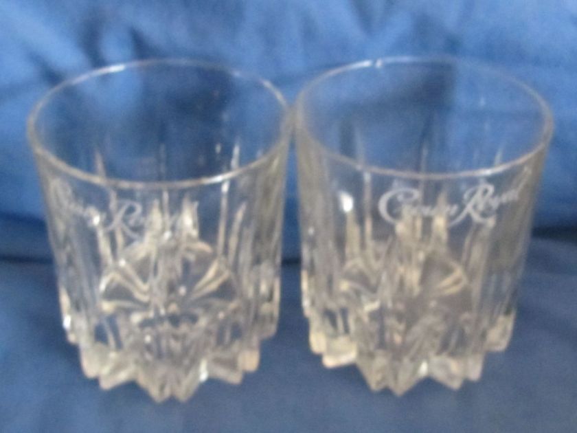 Crown Royal Whiskey On The Rocks Glasses Lot of 2 RARE  