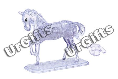 3D Crystal Puzzle Jigsaw Model 100 pc Horse Clear White  