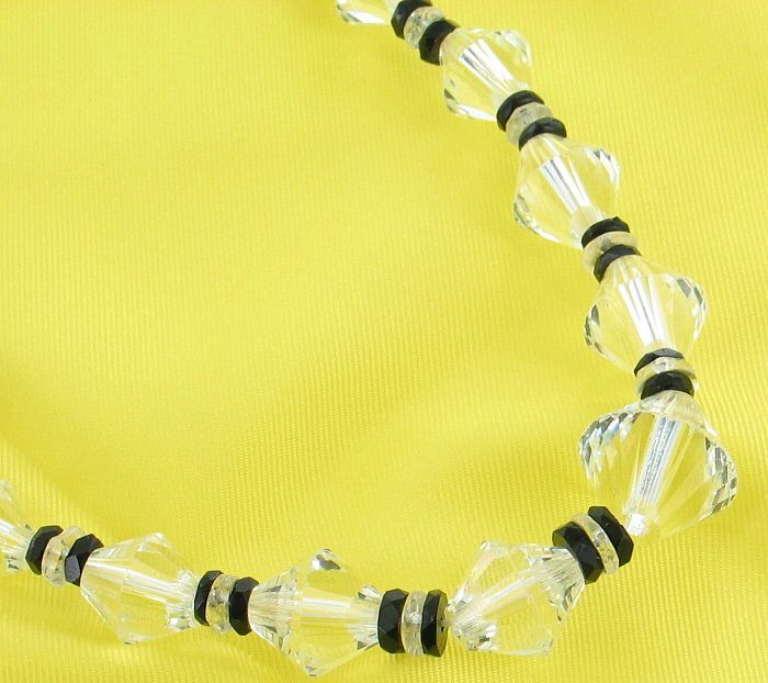 ANTIQUE DECO CZECH SWAROVSKI CRYSTAL FLAPPER NECKLACE  