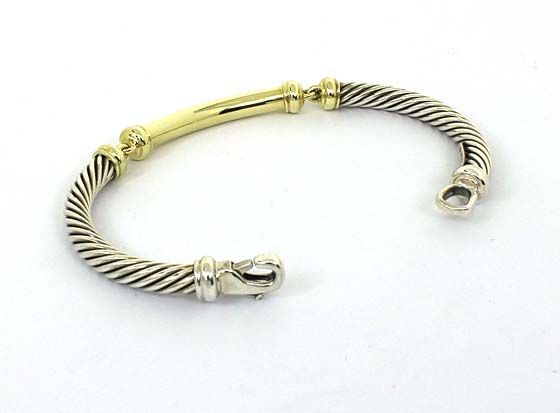 DESIGNER DAVID YURMAN STERLING 14K GOLD CABLE BRACELET  