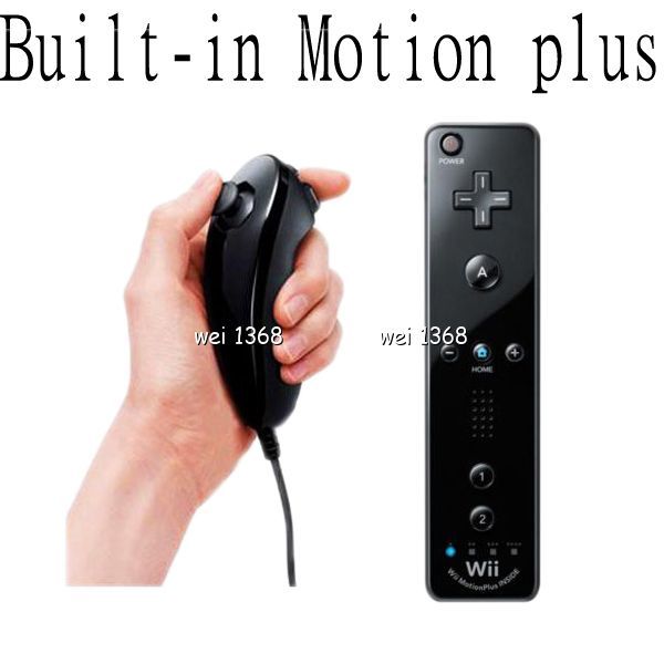   Built in Motion Plus Inside Remote + Nunchuck Controller For Wii black