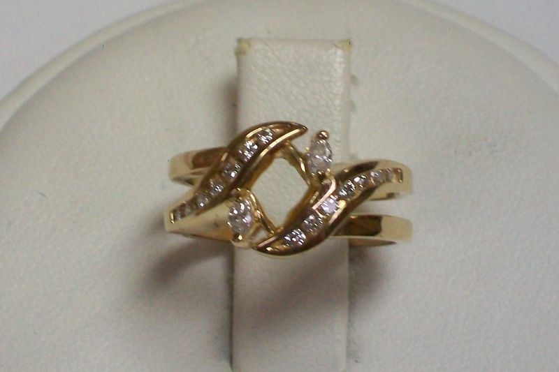 14K Yellow Gold Hinged Diamond Insert Ring Guard  