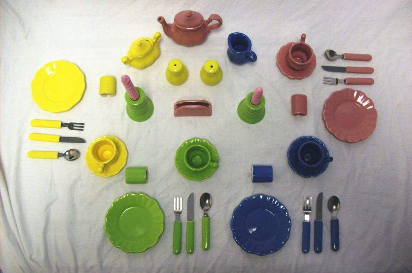 FIESTAWARE MULTI COLORED FRENZY TOYS PORCELAIN TEA SET 4 PLACE 